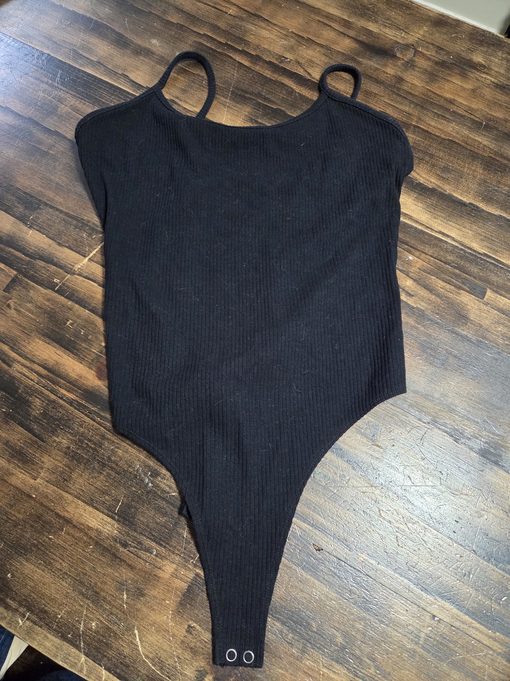 American Eagle Outfitters Black Ribbed Spaghetti-Strap Bodysuit